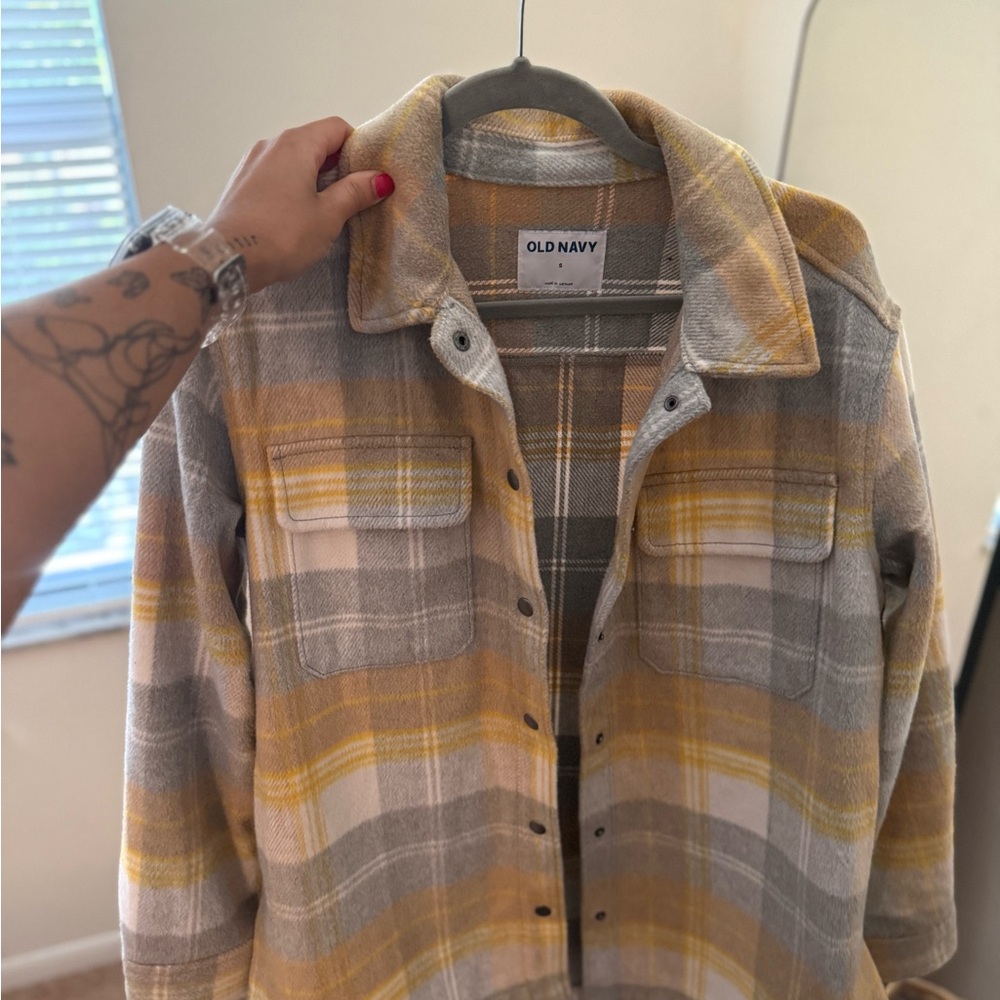 Yellow Transitional Plaid Utility Shacket - Picture 2 of 4